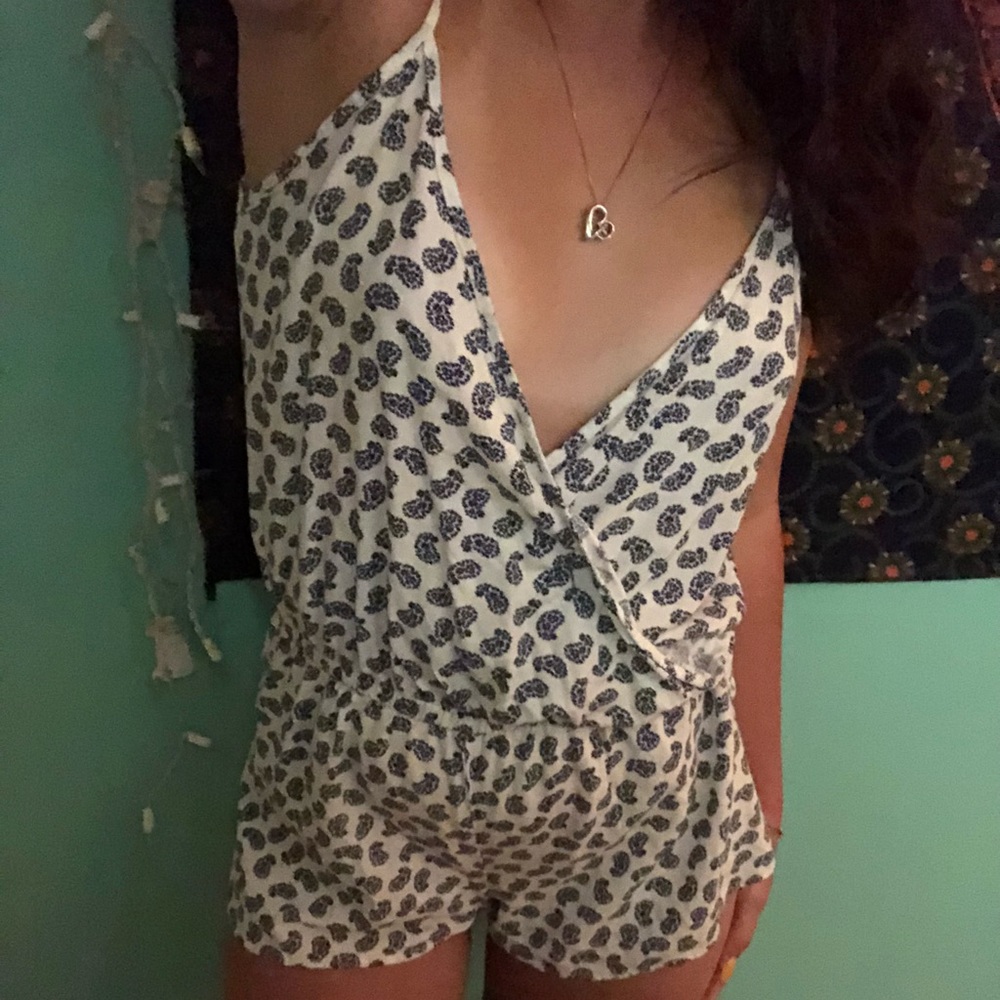 White and blue romper